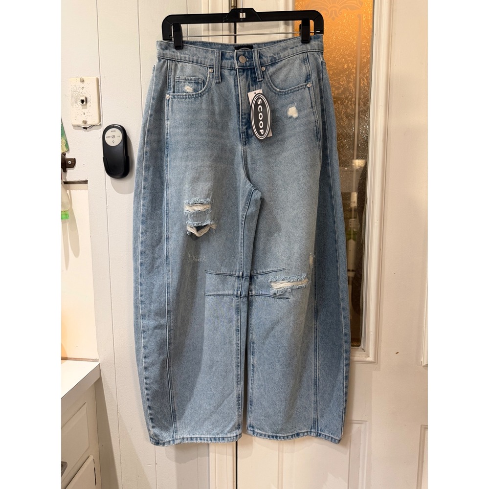 Scoop Baggy Barrel Distressed Light Wash High Rise Jeans Size 4 34825453-682